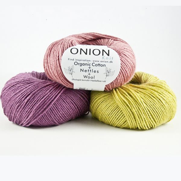 Onion yarn – Organic Cotton + Nettles + Wool Pysselpandan
